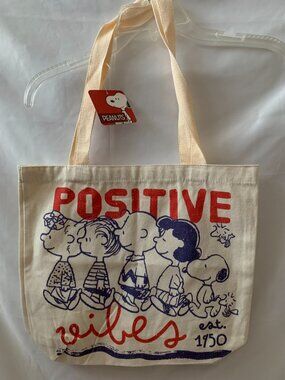 PEANUTS Snoopy & Friends Positive Vibes Small Canvas Tote Bag